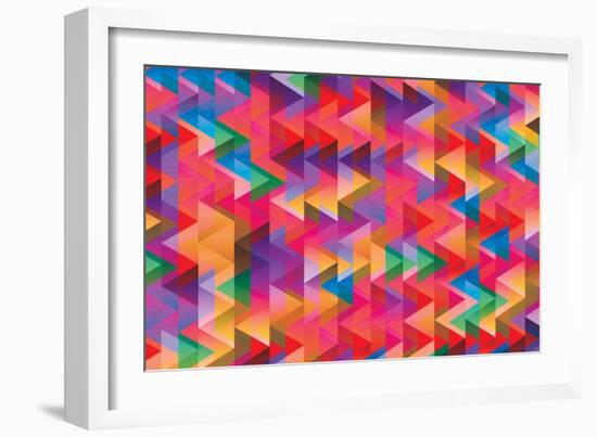 Abstract Triangle Geometric Patterns Contains Gradients and Transparent Multiply-barney boogles-Framed Art Print