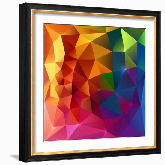 Abstract Triangles Colorful Background-art_of_sun-Framed Art Print