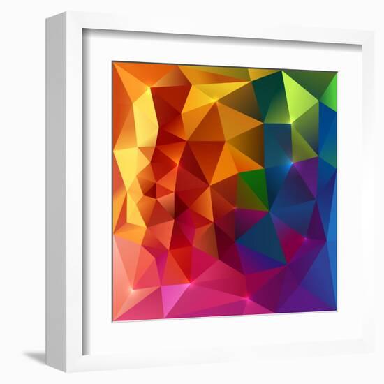 Abstract Triangles Colorful Background-art_of_sun-Framed Art Print