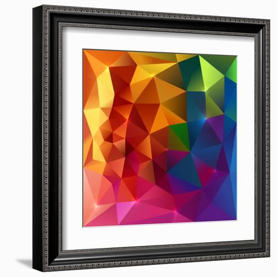 Abstract Triangles Colorful Background-art_of_sun-Framed Art Print