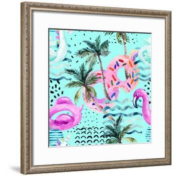 Abstract Tropical Geometric Pattern-tanycya-Framed Art Print