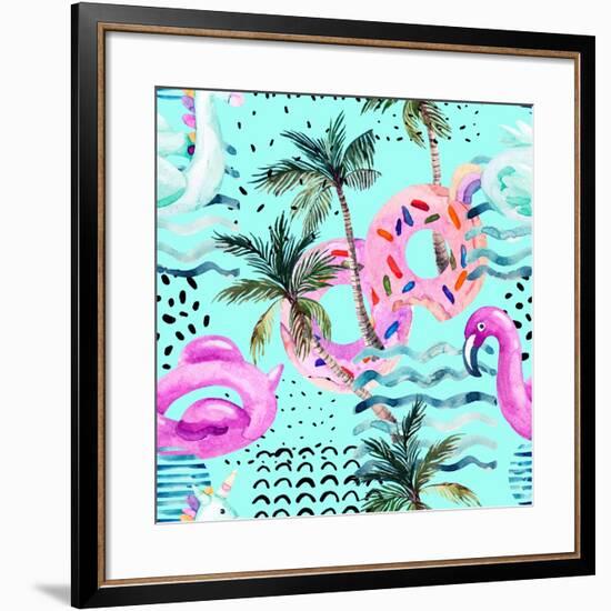 Abstract Tropical Geometric Pattern-tanycya-Framed Art Print