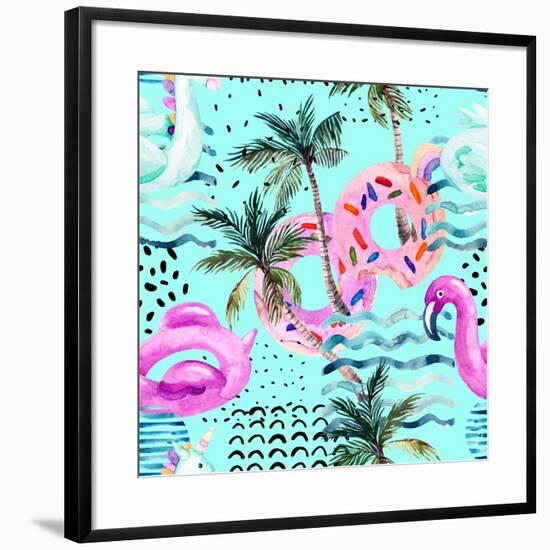 Abstract Tropical Geometric Pattern-tanycya-Framed Art Print