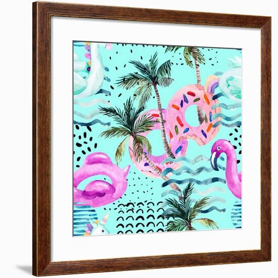 Abstract Tropical Geometric Pattern-tanycya-Framed Art Print