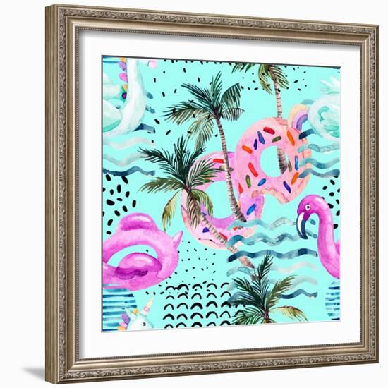 Abstract Tropical Geometric Pattern-tanycya-Framed Art Print