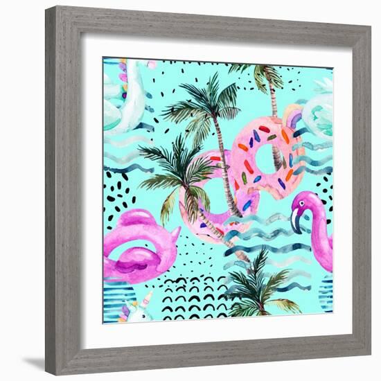 Abstract Tropical Geometric Pattern-tanycya-Framed Art Print