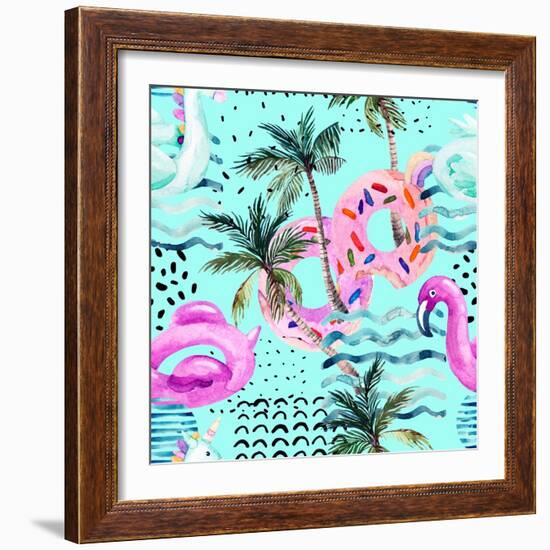 Abstract Tropical Geometric Pattern-tanycya-Framed Art Print