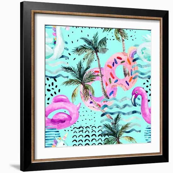 Abstract Tropical Geometric Pattern-tanycya-Framed Art Print