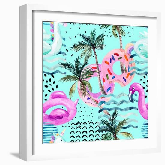 Abstract Tropical Geometric Pattern-tanycya-Framed Art Print