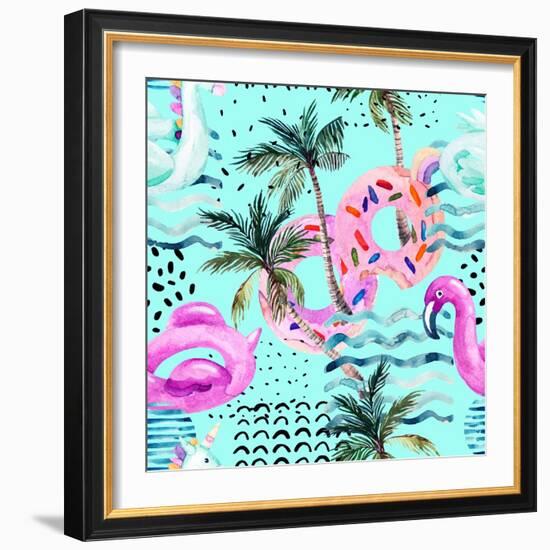 Abstract Tropical Geometric Pattern-tanycya-Framed Art Print