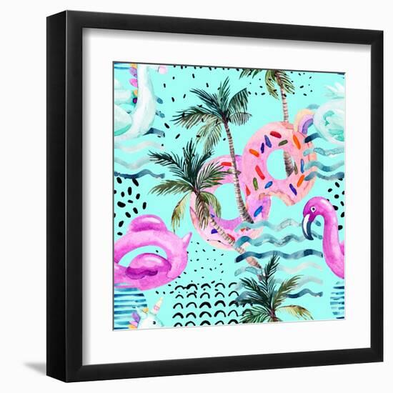 Abstract Tropical Geometric Pattern-tanycya-Framed Art Print