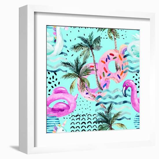 Abstract Tropical Geometric Pattern-tanycya-Framed Art Print