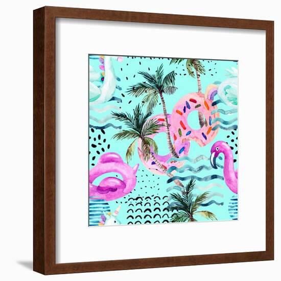 Abstract Tropical Geometric Pattern-tanycya-Framed Art Print