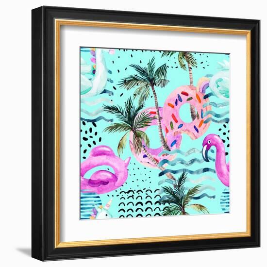 Abstract Tropical Geometric Pattern-tanycya-Framed Art Print