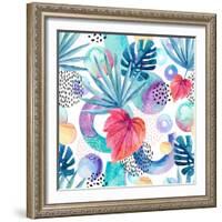 Abstract Tropical Geometric Pattern-tanycya-Framed Art Print