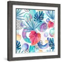 Abstract Tropical Geometric Pattern-tanycya-Framed Art Print