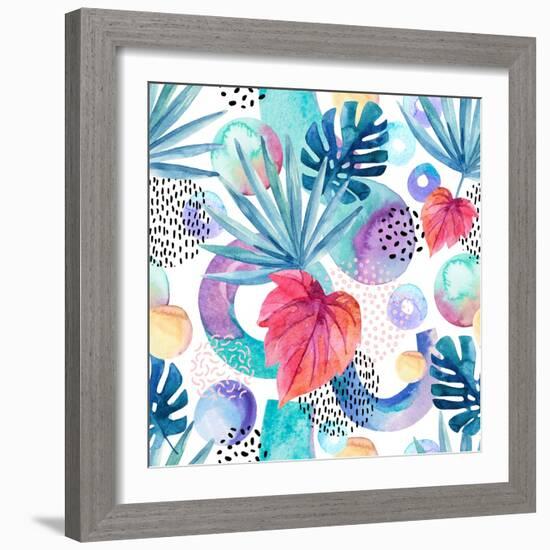 Abstract Tropical Geometric Pattern-tanycya-Framed Art Print