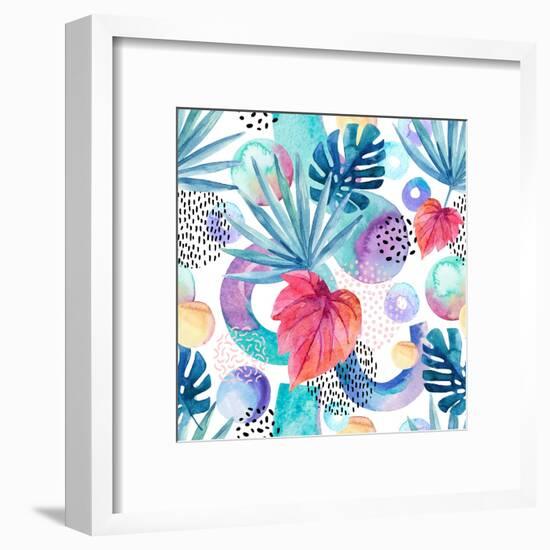 Abstract Tropical Geometric Pattern-tanycya-Framed Art Print