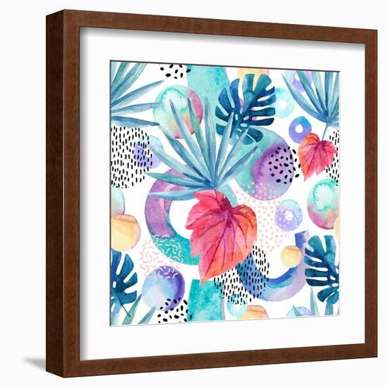 Abstract Tropical Geometric Pattern-tanycya-Framed Art Print