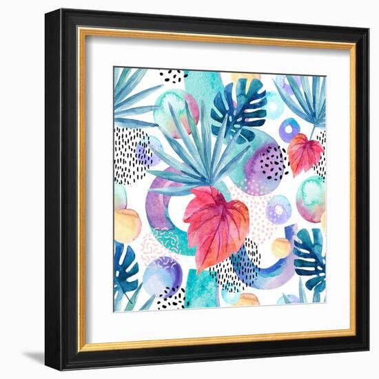 Abstract Tropical Geometric Pattern-tanycya-Framed Art Print