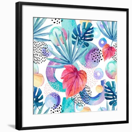 Abstract Tropical Geometric Pattern-tanycya-Framed Art Print