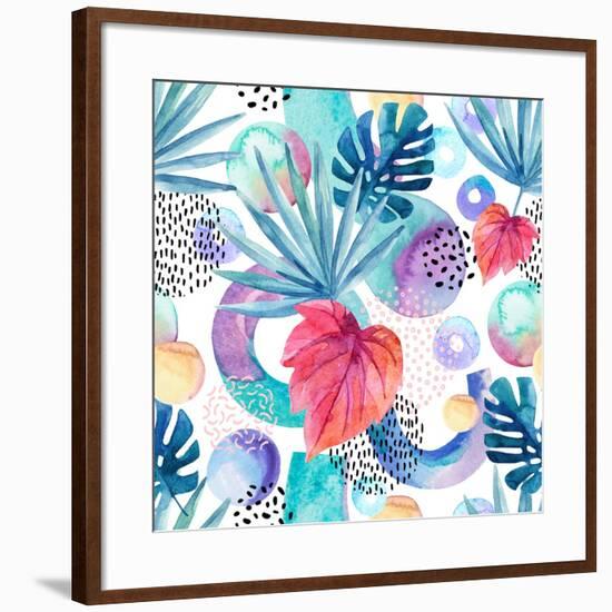 Abstract Tropical Geometric Pattern-tanycya-Framed Art Print