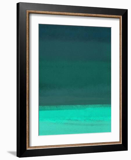 Abstract Turquoise and Green Sunset-Hallie Clausen-Framed Art Print