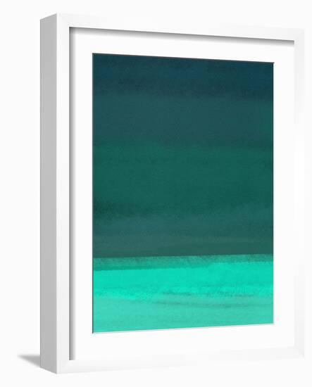 Abstract Turquoise and Green Sunset-Hallie Clausen-Framed Art Print