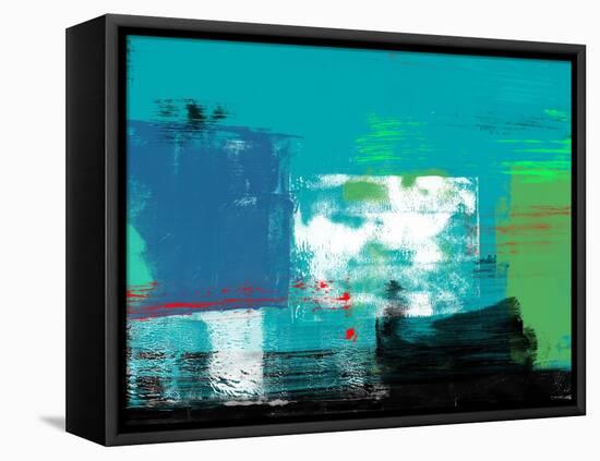 Abstract Turquoise and White-Alma Levine-Framed Stretched Canvas