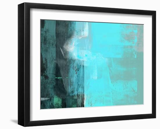 Abstract Turquoise Yellow and Green-Alma Levine-Framed Art Print