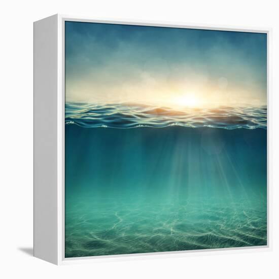 Abstract Underwater Background with Sunbeams-egal-Framed Premier Image Canvas