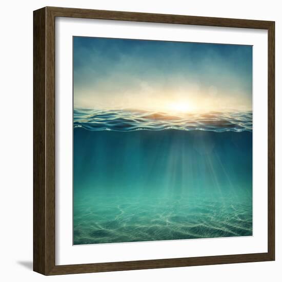 Abstract Underwater Background with Sunbeams-egal-Framed Photographic Print