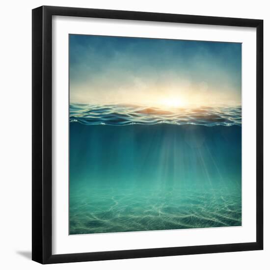 Abstract Underwater Background with Sunbeams-egal-Framed Photographic Print