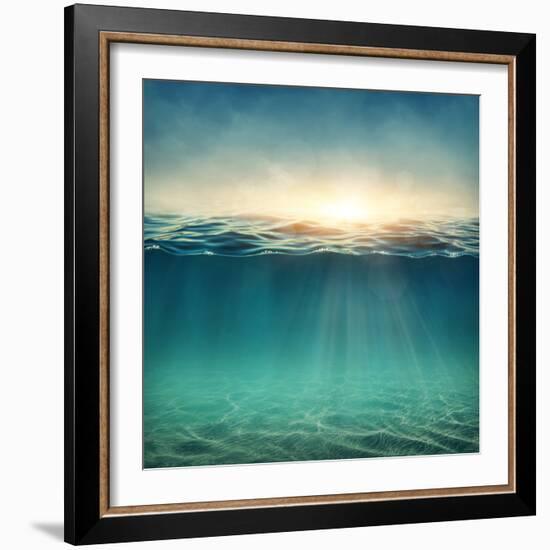 Abstract Underwater Background with Sunbeams-egal-Framed Photographic Print