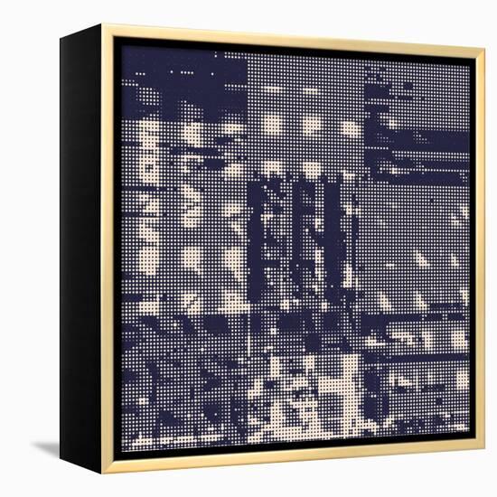 Abstract Vector Background. Squared Monochrome Raster Composition of Irregular Geometric Shapes.-Petr Strnad-Framed Stretched Canvas