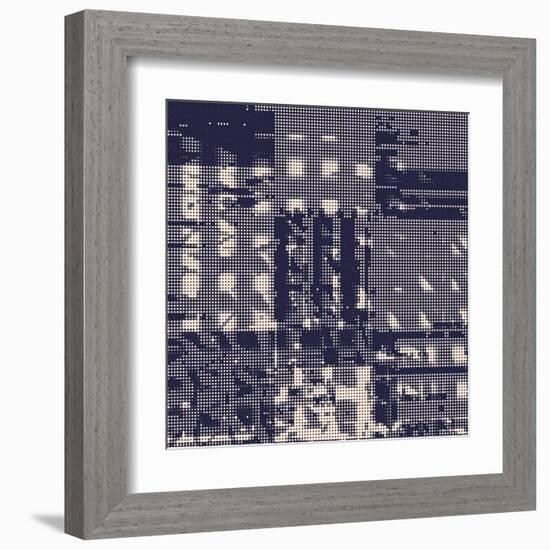 Abstract Vector Background. Squared Monochrome Raster Composition of Irregular Geometric Shapes.-Petr Strnad-Framed Art Print