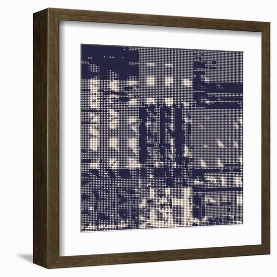 Abstract Vector Background. Squared Monochrome Raster Composition of Irregular Geometric Shapes.-Petr Strnad-Framed Art Print