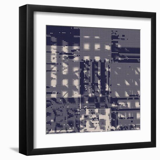 Abstract Vector Background. Squared Monochrome Raster Composition of Irregular Geometric Shapes.-Petr Strnad-Framed Art Print