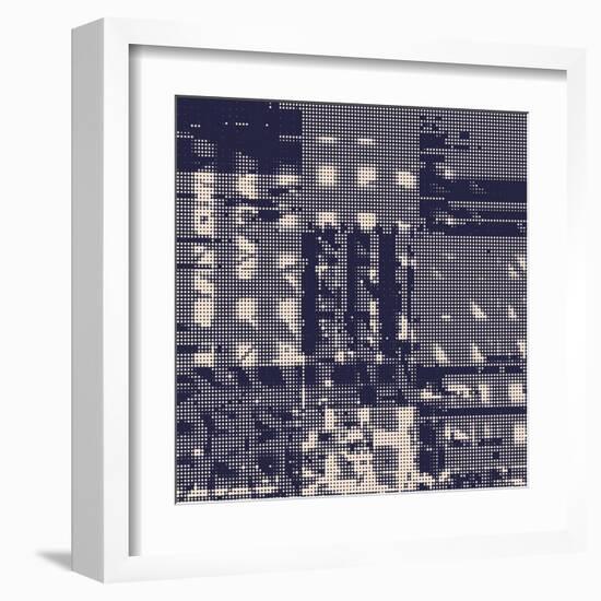 Abstract Vector Background. Squared Monochrome Raster Composition of Irregular Geometric Shapes.-Petr Strnad-Framed Art Print