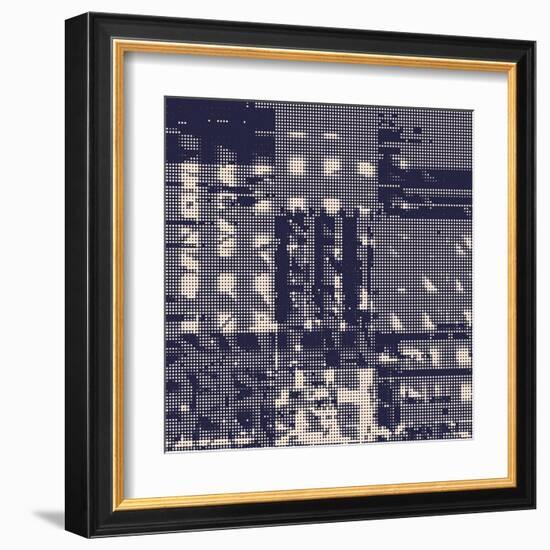 Abstract Vector Background. Squared Monochrome Raster Composition of Irregular Geometric Shapes.-Petr Strnad-Framed Art Print