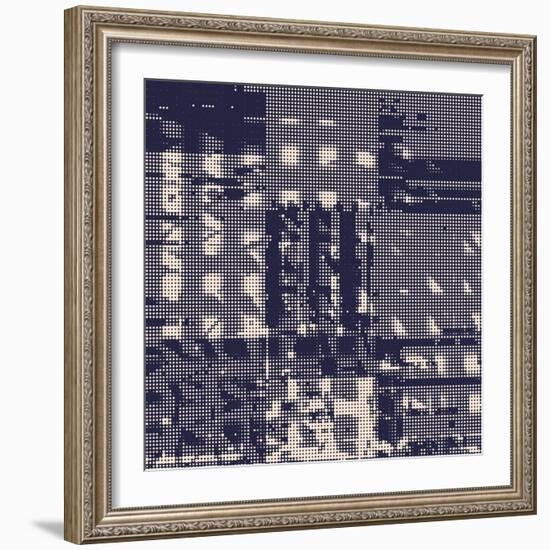 Abstract Vector Background. Squared Monochrome Raster Composition of Irregular Geometric Shapes.-Petr Strnad-Framed Art Print