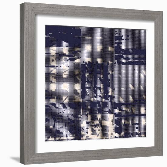 Abstract Vector Background. Squared Monochrome Raster Composition of Irregular Geometric Shapes.-Petr Strnad-Framed Art Print