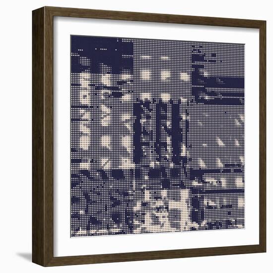Abstract Vector Background. Squared Monochrome Raster Composition of Irregular Geometric Shapes.-Petr Strnad-Framed Art Print