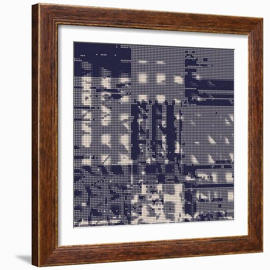 Abstract Vector Background. Squared Monochrome Raster Composition of Irregular Geometric Shapes.-Petr Strnad-Framed Art Print