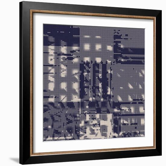 Abstract Vector Background. Squared Monochrome Raster Composition of Irregular Geometric Shapes.-Petr Strnad-Framed Art Print