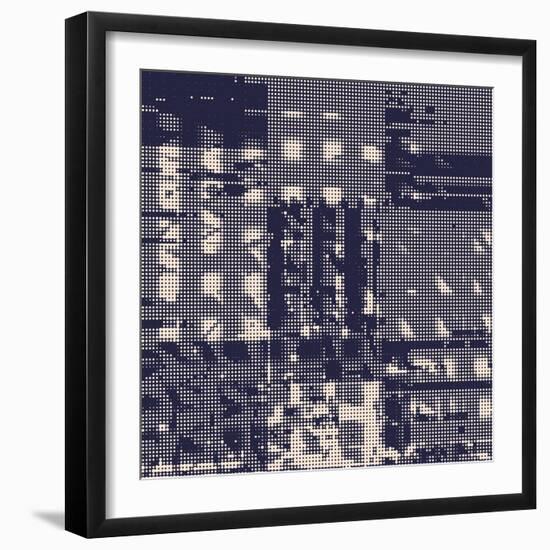 Abstract Vector Background. Squared Monochrome Raster Composition of Irregular Geometric Shapes.-Petr Strnad-Framed Art Print