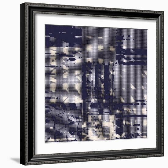 Abstract Vector Background. Squared Monochrome Raster Composition of Irregular Geometric Shapes.-Petr Strnad-Framed Art Print