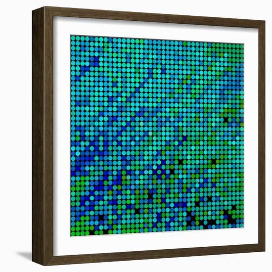 Abstract Vector Colored round Dots Background-Green Flame-Framed Art Print
