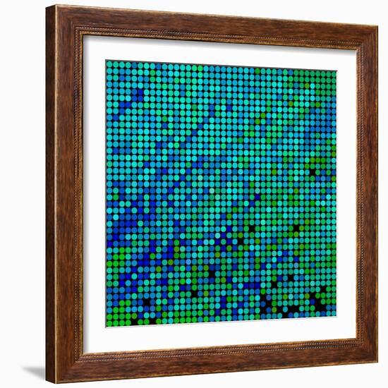 Abstract Vector Colored round Dots Background-Green Flame-Framed Art Print