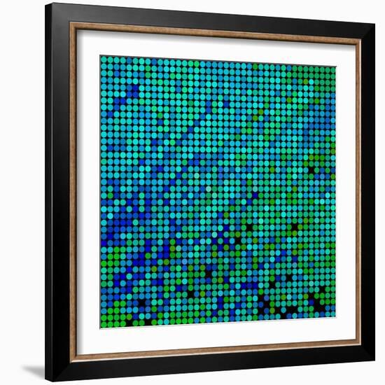 Abstract Vector Colored round Dots Background-Green Flame-Framed Art Print